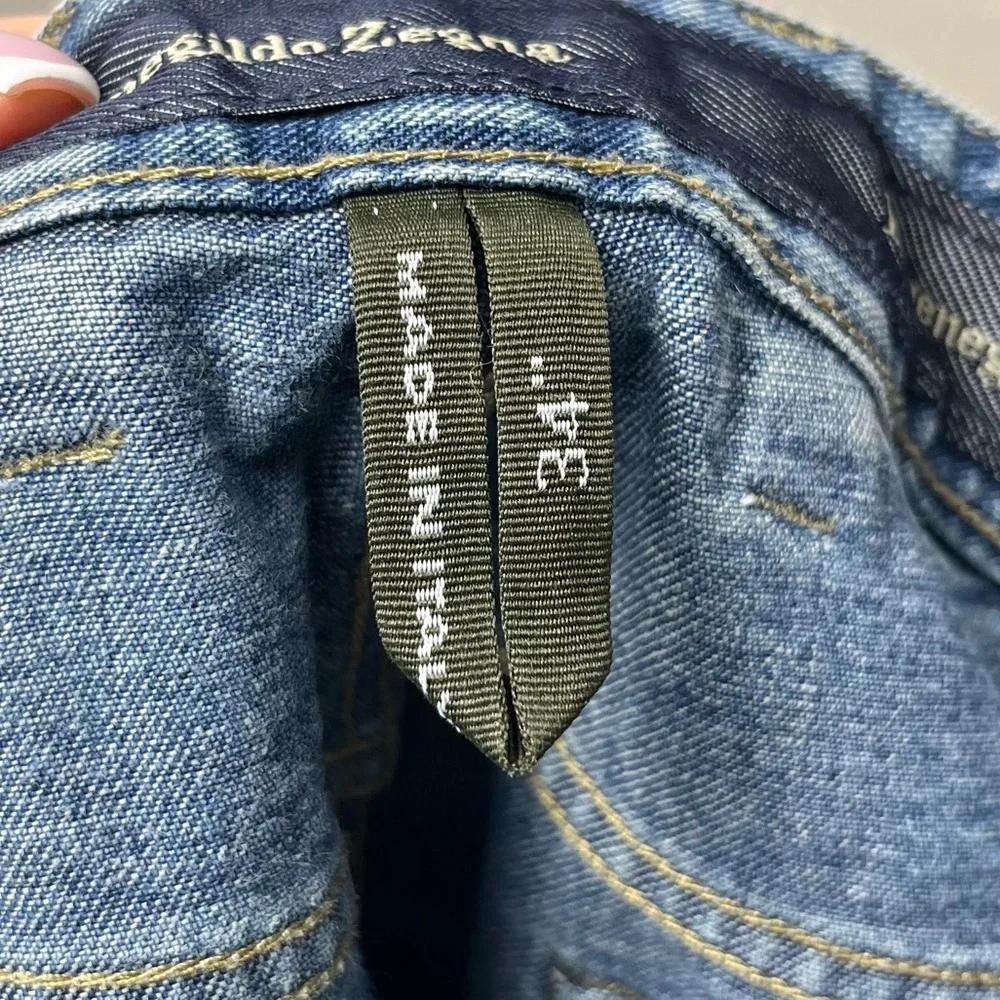 Ermenegildo Zegna Italian Denim Jeans 100% Cotton Slim Fit Distressed Size 34x29